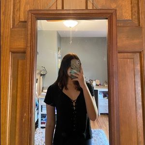 Black Short Sleeve with Laced Front